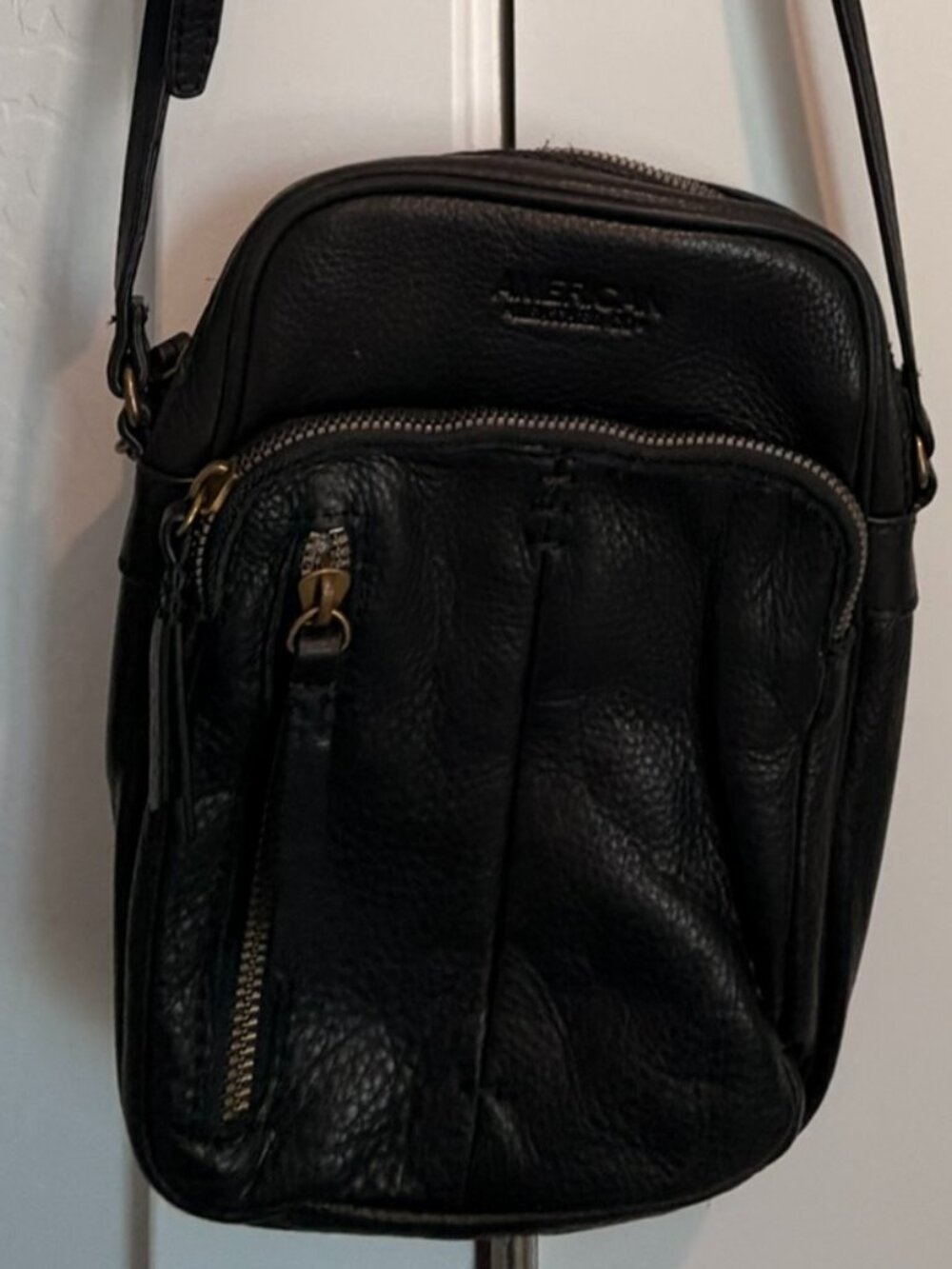 American Leather Co. Genuine Leather Crossbody Bag | Black Leather